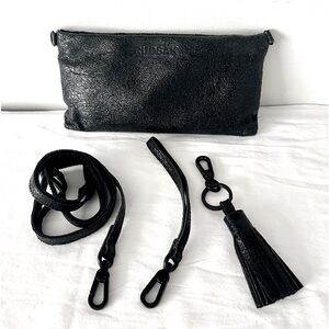 RUDSAK vintage black crackle leather wristlet/crossbody